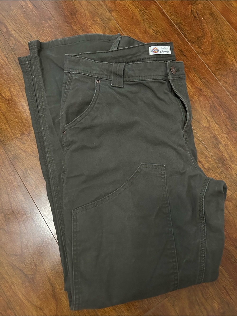 Dickies Double Front Carpenter Pant Women's Size 12 Green Gray work pant